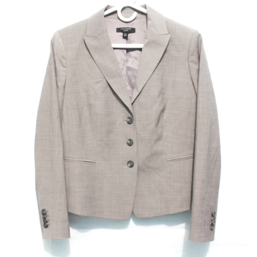 Ann Taylor Womens Petite Grey Jacket Blazer 10P